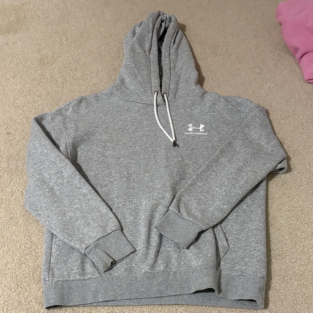 Under Armour Heather Gray Pullover Hoodie with Chest Logo